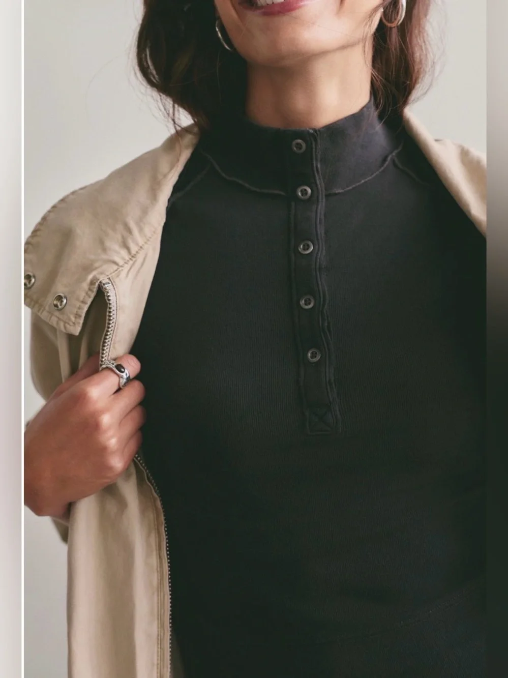FREE PEOPLE We The Free In The Clouds Henley Tee Top